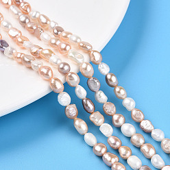(52) Непрозрачная лаванда Нити из натурального культивированного пресноводного жемчуга, барочный жемчуг кеши жемчужные бусы, двух сторон полированной, разноцветные, 6~10x5~6x3~5 мм, отверстие : 0.6 мм, около 48~50 шт / нитка, 13.78~13.98'' (35~35.5 см)