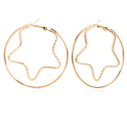 Звезда Серьги из сплава, золотые, звезда, 60 мм