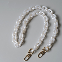White Resin Bag Handles, with Iron Clasp, for Bag Straps Replacement Accessories, Light Gold, White, 85x1.7cm