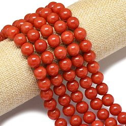 Красный Натуральный Malaysia нефритовые бусы пряди, окрашенная и подогревом, круглые, красные, 10 мм, отверстие : 1.2 мм, около 38~40 шт / нитка, 15.08''~15.16'' (38.3~38.5 см)