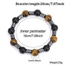 Смешанные камни Регулируемые плетеные браслеты из натуральных смешанных драгоценных камней, сплав эластичные браслеты для женщин и мужчин, 7-1/8 дюйм (18 см)