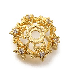 Настоящее золото 18K Покрытие стойки латунь микро паве прозрачные колпачки из кубического циркония, долговечный, без свинца и без кадмия, реальный 18 k позолоченный, пригодный для стразов 4 мм, 16x6 мм, отверстие : 2.5 мм