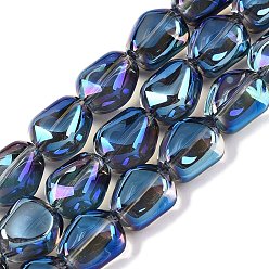 Стально-синий Стеклянные бусины с гальваническим покрытием , самородки, стальной синий, 12x10.5x7.5 мм, отверстие : 1 мм, около 50 шт / нитка, 23.62'' (60 см)