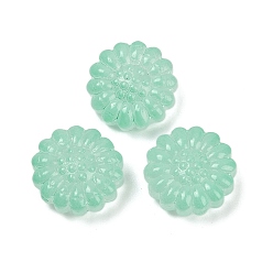 Средний Аквамарин Прозрачные стеклянные бусины, цветы, спекающийся лак, средний аквамарин, 16x15.5x7.5 мм, отверстие : 1.2 мм