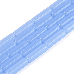 Васильковый Стеклянные бусины, имитация нефрита , горн, васильковый, 12.5~13x4~4.5 мм, отверстие : 0.6~0.9 мм, около 28~29 шт / нитка, 14.57~15.16 дюйм (37~38.5 см)