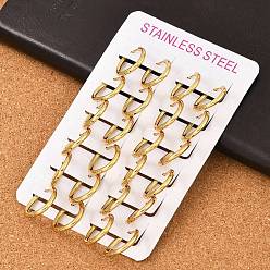 Настоящее золото 18K Вакуумное покрытие pvd 202 серьги-кольца Huggie Oval из нержавеющей стали, с 304 штифтами из нержавеющей стали для женщин, реальный 18 k позолоченный, 19x18x2.5 мм