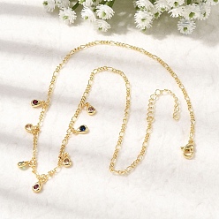 Настоящее золото 18K Подвеска в форме капли из латуни с микропаве из кубического циркония, цепочки Фигаро для женщин, стойки покрытие, без кадмия и без свинца, долговечный, реальный 18 k позолоченный, 15.94 дюйм (40.5 см)