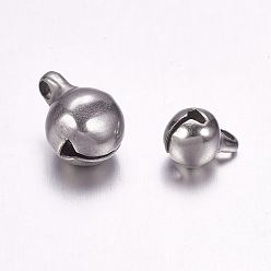 Stainless Steel Color 304 Stainless Steel Bell Charms, Stainless Steel Color, 11x8mm, Hole: 2mm