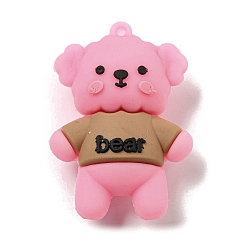 Pearl Pink PVC 3D Plastic Pendants, for Key Chain Bag Hanging Ornaments, Bear, Pearl Pink, 52.5x36x20mm, Hole: 2mm