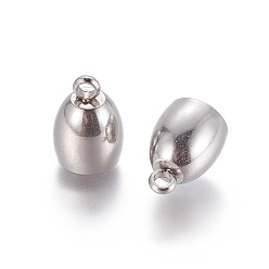 Couleur Acier Inoxydable Résistant au ternissement 202 embouts de cordon en acier inoxydable, embouts, couleur inox, 12x9mm, Trou: 2mm, diamètre intérieur: 7 mm