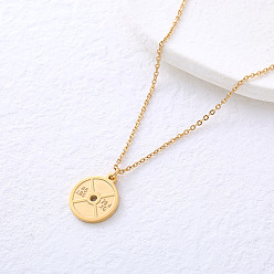 Golden 304 Stainless Steel Weight Plate Pendant Necklaces for Women, Golden, 14.96 inch(38cm)
