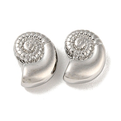 Платина Латунные бусины, без кадмия, без никеля и без свинца, форма спиральной оболочки, платина, 10x7.5x4 мм, отверстие : 1.2 мм