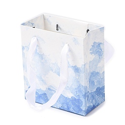 Васильковый Прямоугольные бумажные подарочные пакеты с градиентным цветом и ленточными ручками., васильковый, 11x5.8x12 см