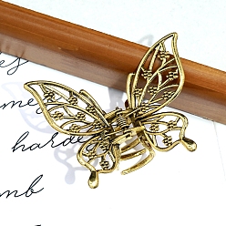 Античное Золото Сплав клипы коготь волос, аксессуары для волос для женщин и девочек, бабочка, античное золото , 70x54x40 мм