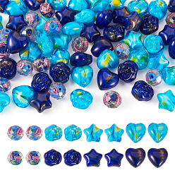 (52) Непрозрачная лаванда 80 шт. 8 стили стеклянные бусины миллефиори, разнообразные, разноцветные, 9~12x9~12x6.5~8 мм, отверстие : 0.8~2 мм, 10 шт / стиль