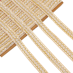 Blanc Floral Rubans de polyester, ruban jacquard, ruban tyrolien, accessoires du vêtement, floral blanc, 7/8 pouces (22 mm)