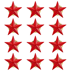 Rouge 12 attaches de revers en alliage en forme d'étoile pour vêtements de sac à dos, or, rouge, 18x19mm