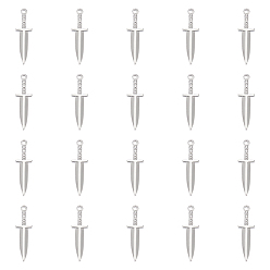 Нержавеющая Сталь Цвет 20 шт. 304 подвески из нержавеющей стали, очарование меча, цвет нержавеющей стали, 21x6.5x2 мм, отверстие : 1 мм