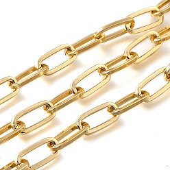 Золотой Алюминиевые цепи для скрепок, с катушкой, несварные, золотые, 19x9x2 мм, около 32.81 футов (10 м) / рулон