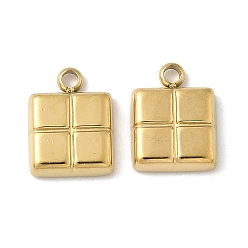 Настоящее золото 18K 304 подвески из нержавеющей стали, квадратных амулеты, ионное покрытие (ip), реальный 18 k позолоченный, 12.5x9.5x2.5 мм, отверстие : 1.6 мм