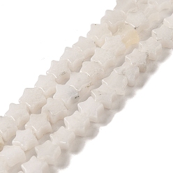White Jade Natural White Jade Beads Strands, Star, 6x5.5x2mm, Hole: 0.8mm, about 75pcs/strand, 14.57 inch(37cm)