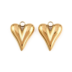 Настоящее золото 18K 304 подвески из нержавеющей стали, шарма сердца, ионное покрытие (ip), реальный 18 k позолоченный, 15x12x3.5 мм, отверстие : 2 мм