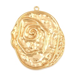 Oro 304 de acero inoxidable colgantes grandes, dijes ovalados con remolinos martillados, dorado, 51x41x2.5 mm, agujero: 2 mm