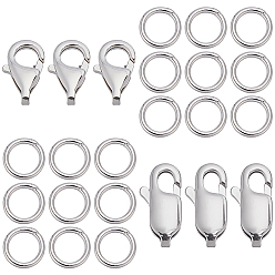 Серебро Наборы для изготовления ювелирных изделий своими руками, в том числе 925 застежки-карабины из стерлингового серебра и соединительные кольца, серебряные, 9~10x5x2 мм, отверстие : 1 мм