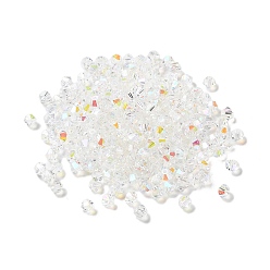 Прозрачный Гальванические стеклянные бусины, двухконусные, с покрытием цвета радуги, прозрачные, 3~4x3~3.5x3~4 мм, отверстие : 1 мм, отверстие : 1 мм, 720 шт / пакет