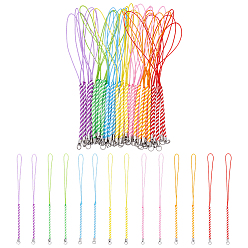Mixed Color 42Pcs 7 Colors Nylon Lanyard Hand Mobile Straps, with Alloy Findings, 50Pcs 304 Stainless Steel Split Rings, Double Loops Jump Rings, Platinum, 170mm