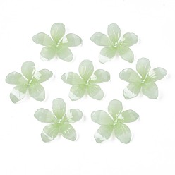 Vert Clair Des perles en plastique, fleur, vert clair, 23.5x24x4mm, Trou: 1.2mm