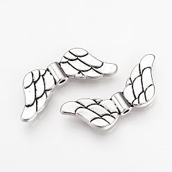 Античное Серебро Сплавочные овальные бусины тибетского стиля , крыло, без кадмия и без свинца, античное серебро, 12x29.5x4 мм, отверстие : 1.8 мм, Около 365 шт / 1000 г