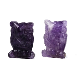 Amatista Figura de búho de amatista natural, Piedra energética de Feng Shui como regalo para la decoración del escritorio de la oficina en casa, 26~28x18~20x11.5~13 mm