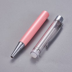 Pink Creative Empty Tube Ballpoint Pens, with Black Ink Pen Refill Inside, for DIY Glitter Epoxy Resin Crystal Ballpoint Pen Herbarium Pen Making, Silver, Pink, 140x10mm