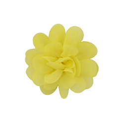 Gelb Handgefertigte gewebte Ornament-Accessoires, 3d Blume aus Chiffonstoff, Gelb, 50 mm