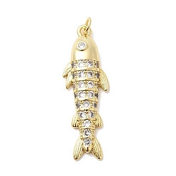 Настоящее золото 18K Латунные микро проложить кубического циркония подвески, рыбы прелести, долговечный, стойки покрытие, без свинца и без кадмия, с целью перехода в кольце, реальный 18 k позолоченный, реальный 18 k позолоченный, 38x12x5 мм, отверстие : 3 мм