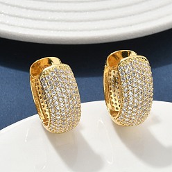 Настоящее золото 18K Латунные серьги-кольца из прозрачного кубического циркония, овальные, реальный 18 k позолоченный, 23x19.5x10.5 мм