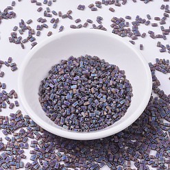 (HTL135FR) Матовое Прозрачное Корневое Пиво AB Миюки половина бусины тила, японский бисер, 2 отверстие, (htl 135 fr) матовое прозрачное корневое пиво ab, 5x2.3x1.9 мм, Отверстие : 0.8 мм , около 1250 шт / 50 г