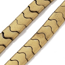 с Золотистым Покрытием Синтетических немагнитных гематит бисер нитей, долговечный, матовый стиль, форма волны, 2-луночное, с золотым покрытием, 7.5~8x8x3 мм, отверстие : 1 мм, около 68 шт / нитка, 15.35'' (39 см)