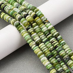 Змеевик Натуральный змеевик нефрит бисер пряди, рондель, 6x2 мм, отверстие : 0.8 мм, около 140~150 шт / нитка, 15.16~15.35 дюйм (38.5~39 см)