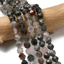 Гелиотроп Природные африканские гелиотроп бисер пряди, звезды вырезать круглые бусы, граненые, 5~6x5~6x5~6 мм, отверстие : 1~1.2 мм, около 64~68 шт / нитка, 14.80''~15.04'' (37.6~38.2 см)