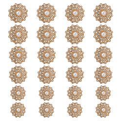 Золотой 24шт 3 стили сплав горный хрусталь хвостовик кнопки, с имитацией жемчужина бисера, цветок, 1-луночное, золотые, 17.5~22.5x10.5~11.5 мм, отверстие : 2.5 мм, 8 шт / стиль