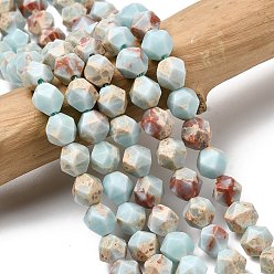 Бледно-бирюзовый Синтетический Шушан камень бисер пряди, звезды вырезать круглые бусы, граненые, бледные бирюзовая, 7~8x7~8x7~8 мм, отверстие : 1 мм, около 46~47 шт / нитка, 14.72''~15'' (37.4~38.1 см)