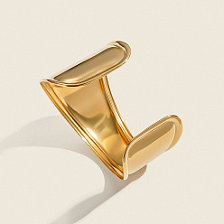 Настоящее золото 18K 304 открытые браслеты-манжеты из нержавеющей стали, широкие браслеты для женщин, реальный 18 k позолоченный, внутренний диаметр: 2-3/8 дюйм (6 см)