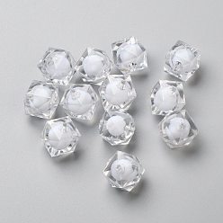 Clear Transparent Acrylic Beads, Bead in Bead, Faceted Cube, Clear, 20x19x19mm, Hole: 3mm, about 120pcs/500g