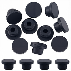 Черный 10шт. силиконовые заглушки для отверстий, вставьте заглушки в отверстия, торцевые заглушки вставок для стоек, для мебельного ограждения, круглые, чёрные, 25x14 мм, штифты : 17 мм