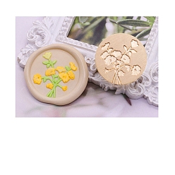 Цветок Круглая золотистая сургучная печать, латунная головка штампа, для приглашений, конверты, подарочная упаковка, цветок, 25 мм