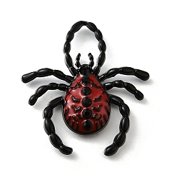 Spider Подвески из эмали в готическом стиле, чёрные, паук, 41x38x7 мм, отверстие : 12x8 мм
