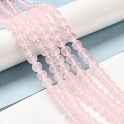 Pink Натуральные и крашеные нити шарик Malaysia нефрита, круглые, розовые, 6 мм, отверстие : 0.8 мм, около 64 шт / нитка, 15 дюйм