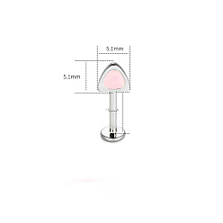 Нержавеющая Сталь Цвет 316l женские серьги-хрящи в форме кошачьих ушей из хирургической нержавеющей стали с розовой эмалью, плоский зад, цвет нержавеющей стали, Длина стержня: 8мм, штифты : 1.2 мм